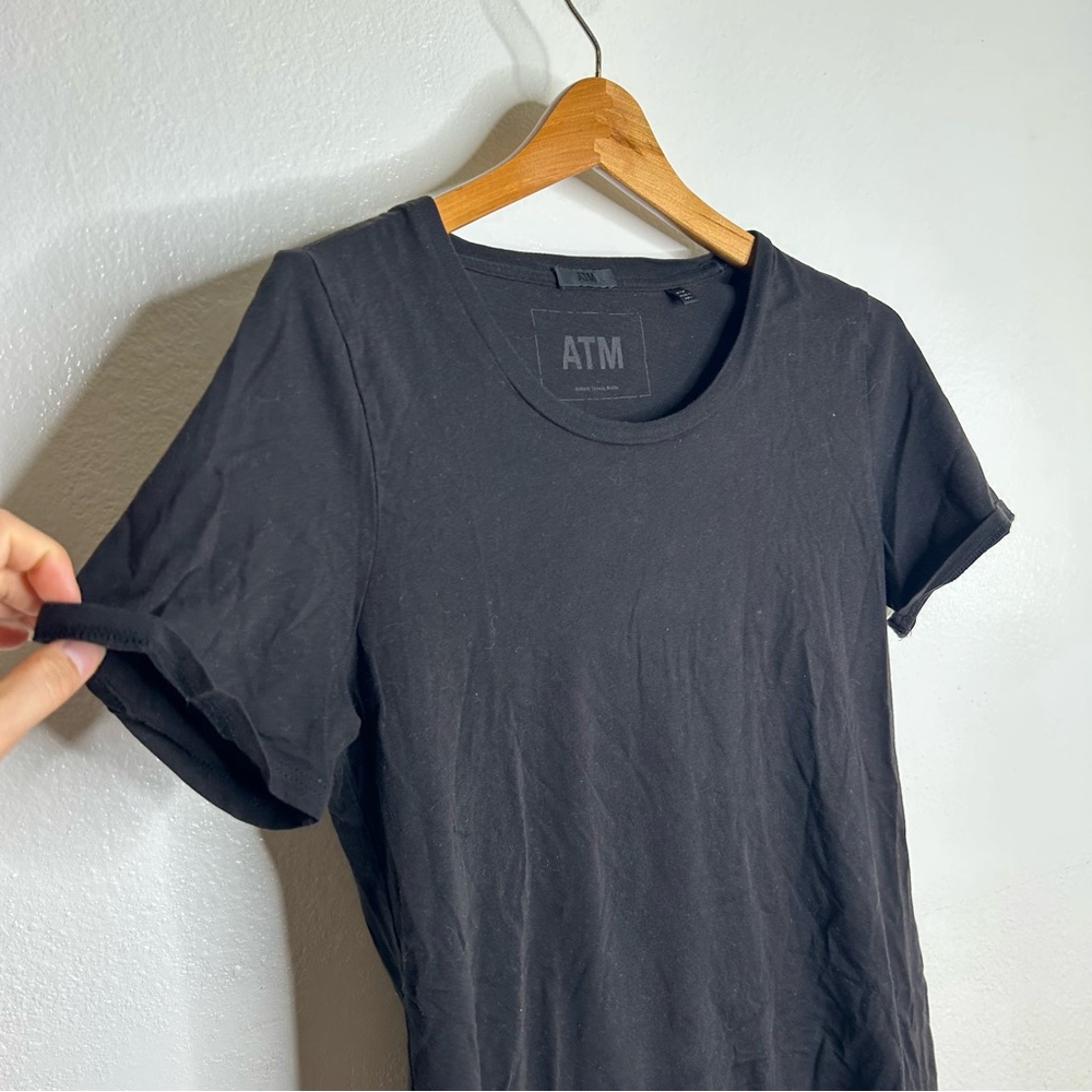 ATM 100% Cotton Black Scoop Neck Short Sleeve T - Shirt Top Size Medium - Picture 4 of 14